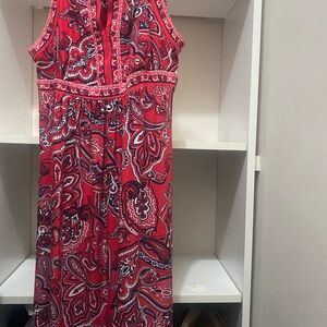 INC Red Paisley Sleeveless Dress